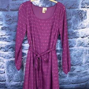 Anthropologie Diamond pattern long sleeve dress